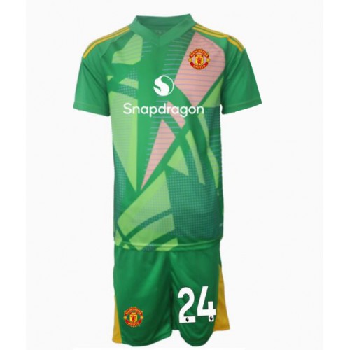 Lacne Dětský Futbalové dres Manchester United Andre Onana #24 Brankarsky  2024-25 Krátky Rukáv - Tretina (+ trenírky)